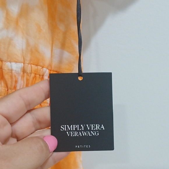 Simply Vera Vera Wang Orange and White Midi Sundress with Flutter Sleeves Nwt - Picture 3 of 12